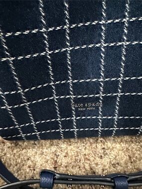 kate spade navy and white checked shoulder bag